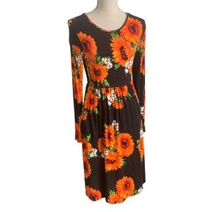 💰SOLD💰💵 DB Moon Sunflower Pattern Long Sleeve Casual Dress